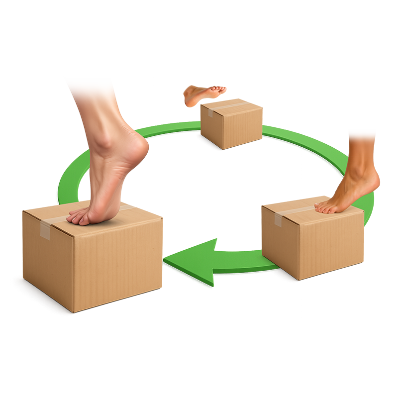 Illustration of a cardboard box being crushed for recycling