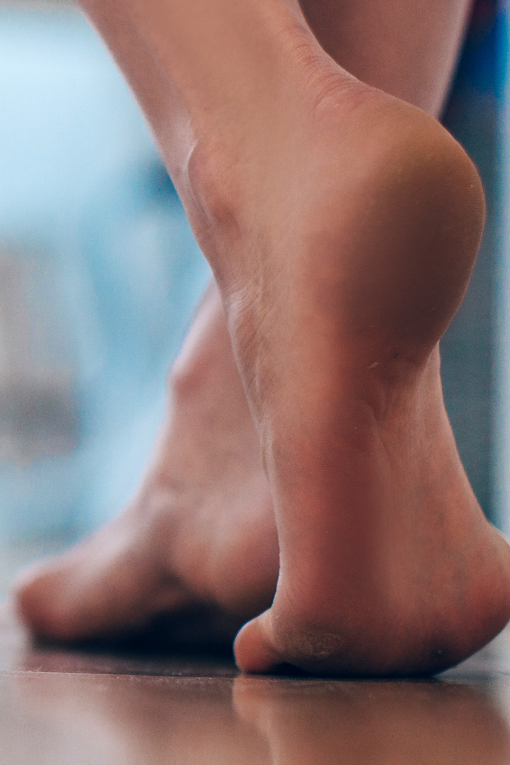 Woman home after being barefoot all day