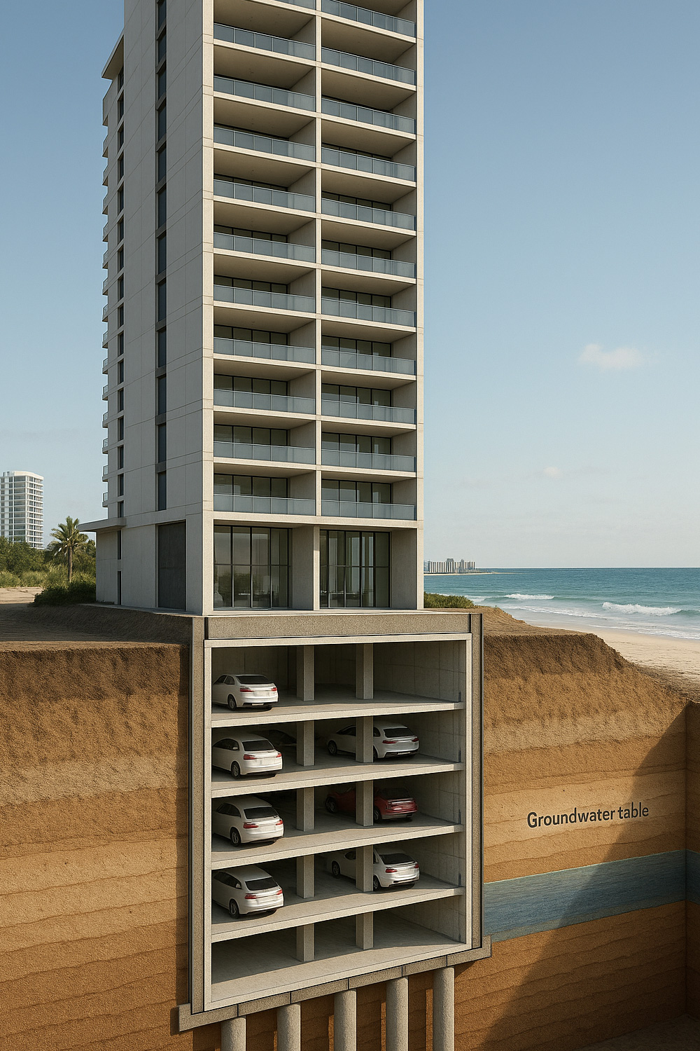 Basement engineering cutaway on the Gold Coast