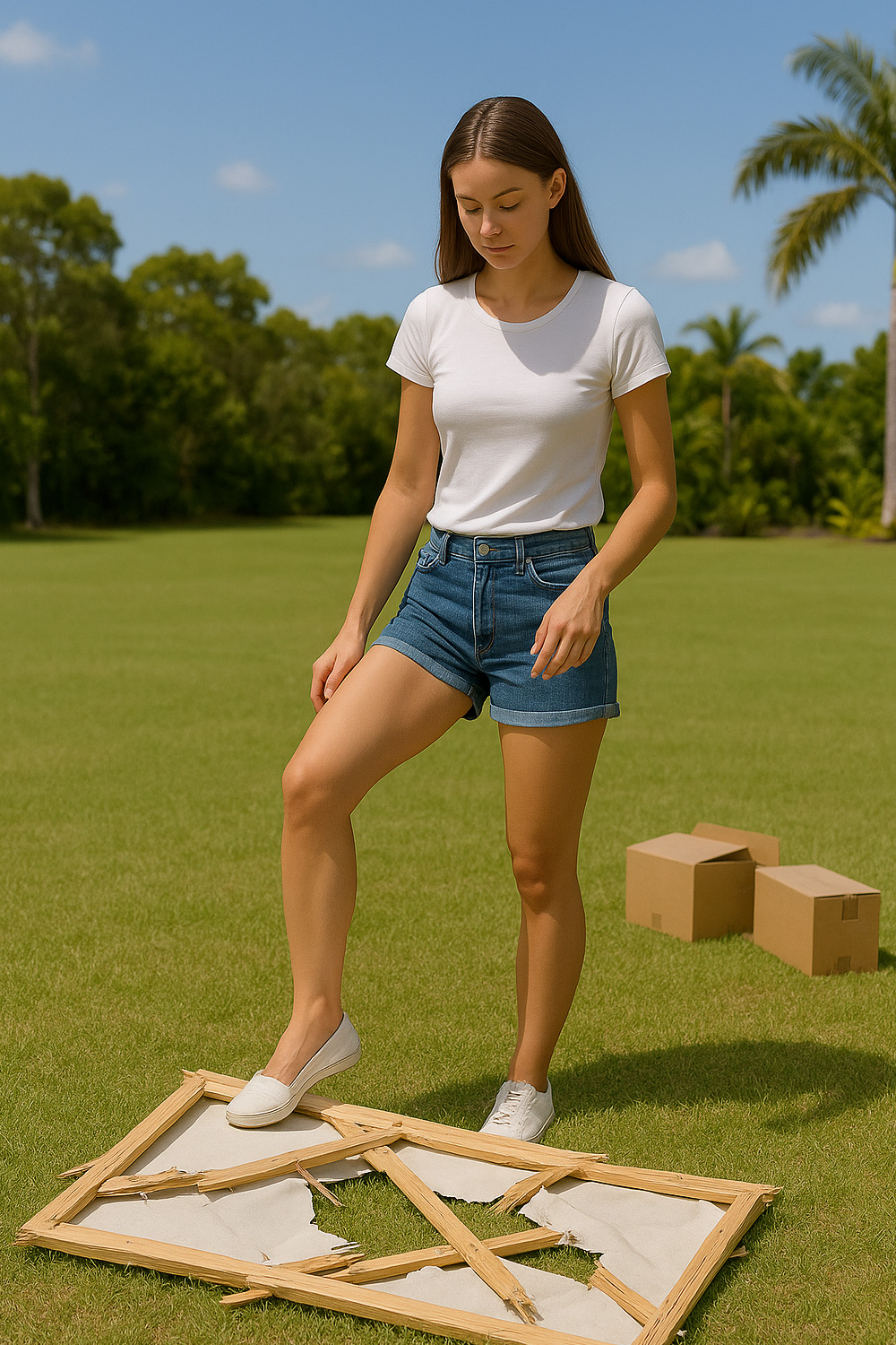 Woman disposing of unwanted items for a move