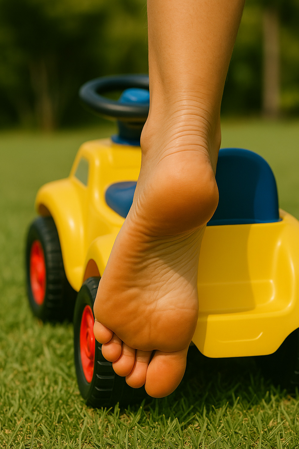 Woman about to dispose of a ride on