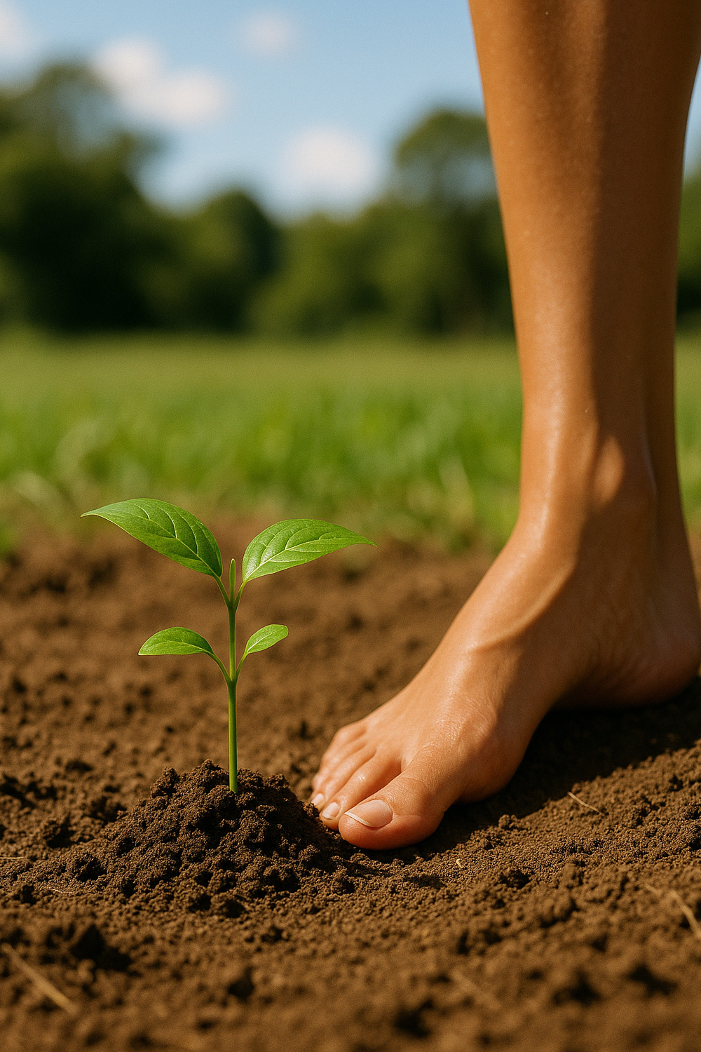 Woman planting a seeding