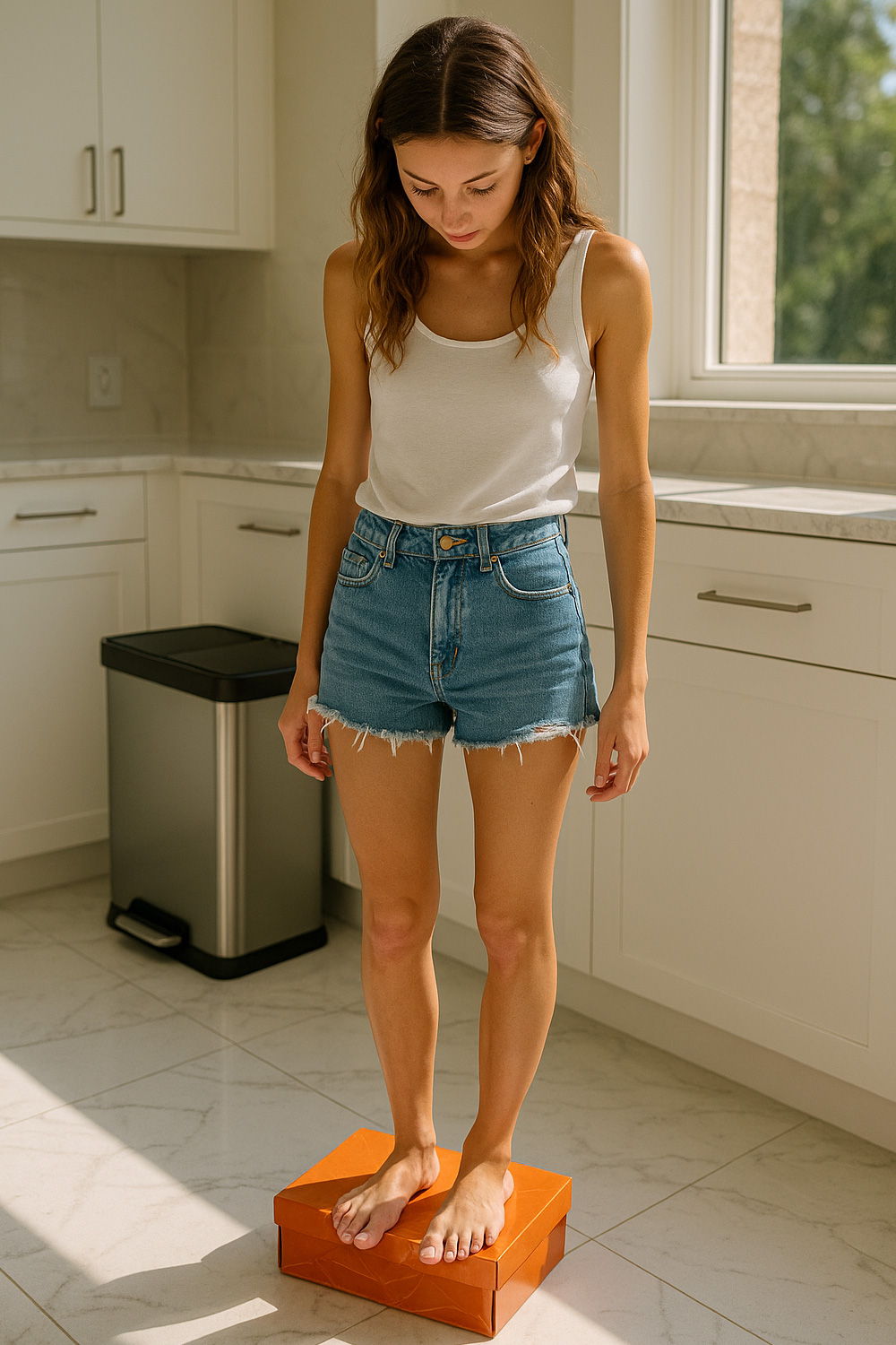 Teenager crushing box for recycling