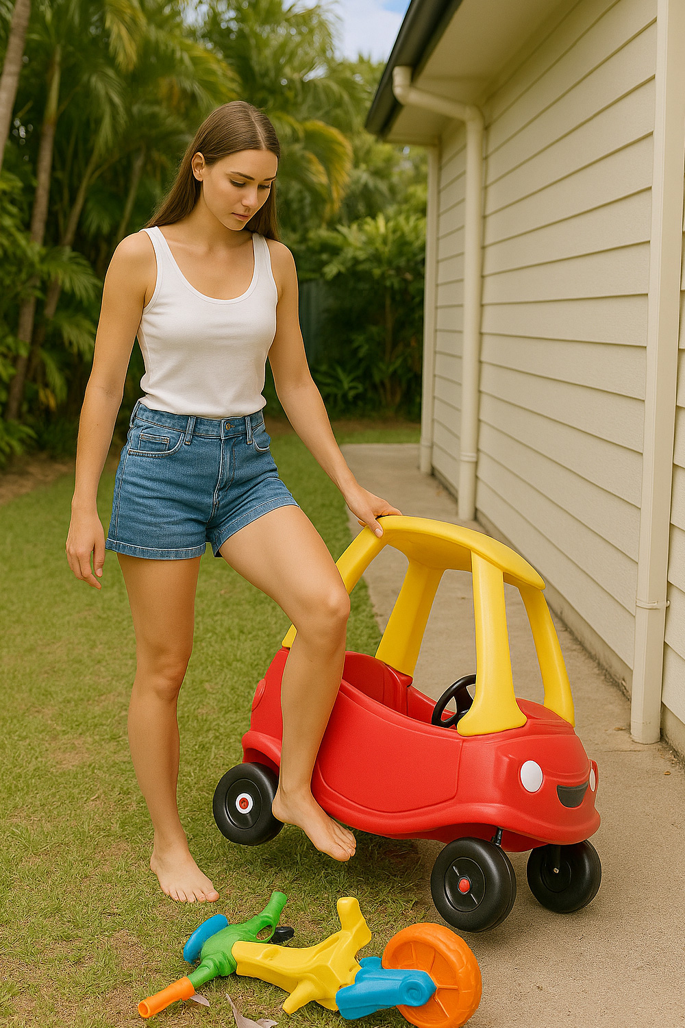 Old toys being prepared for disposal to move house