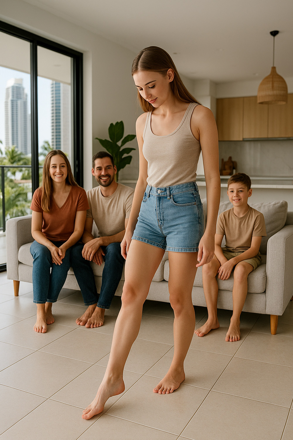 Woman confidently getting rid of her first insect