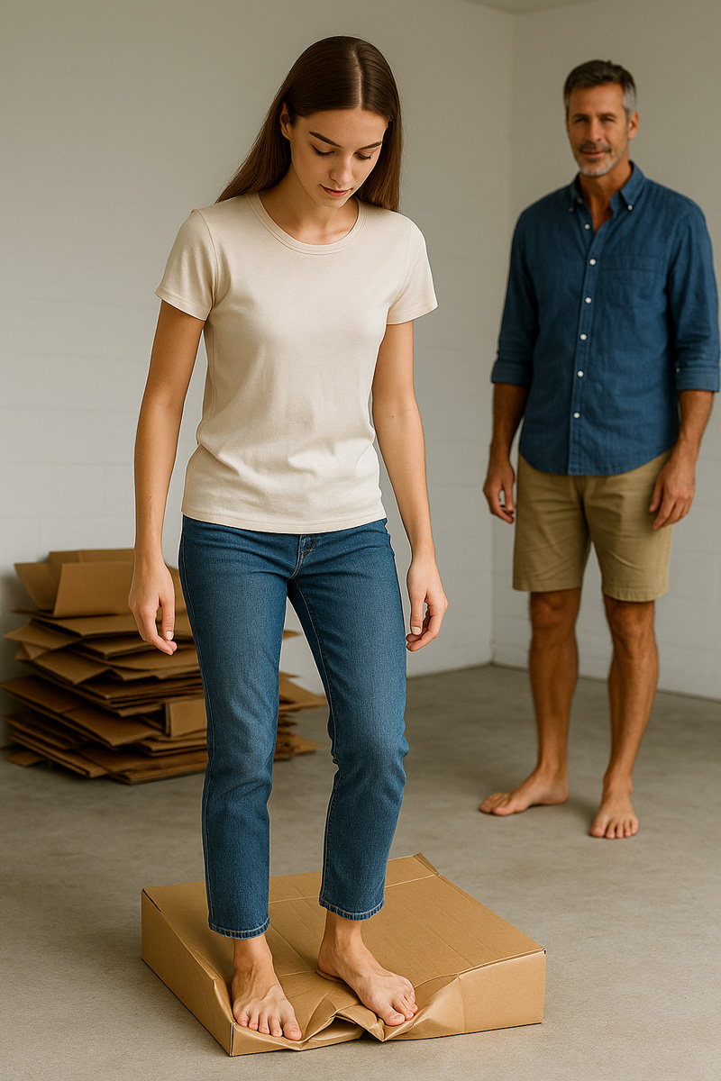 Woman recycling a cardboard box