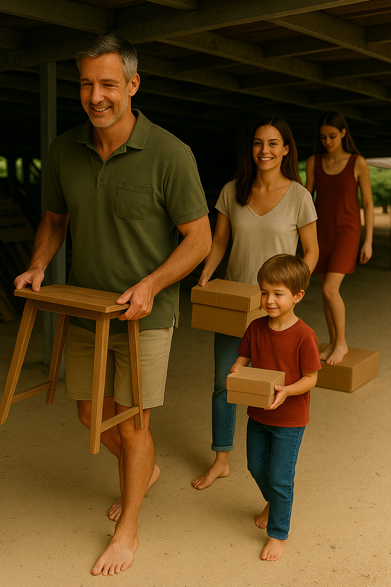 Family clearing under their house