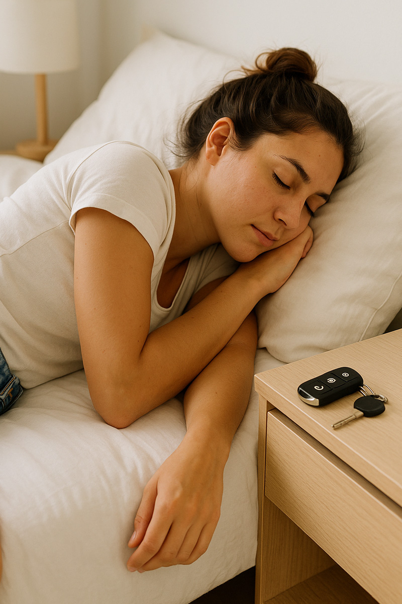 Car keys stored away from the front door and garage