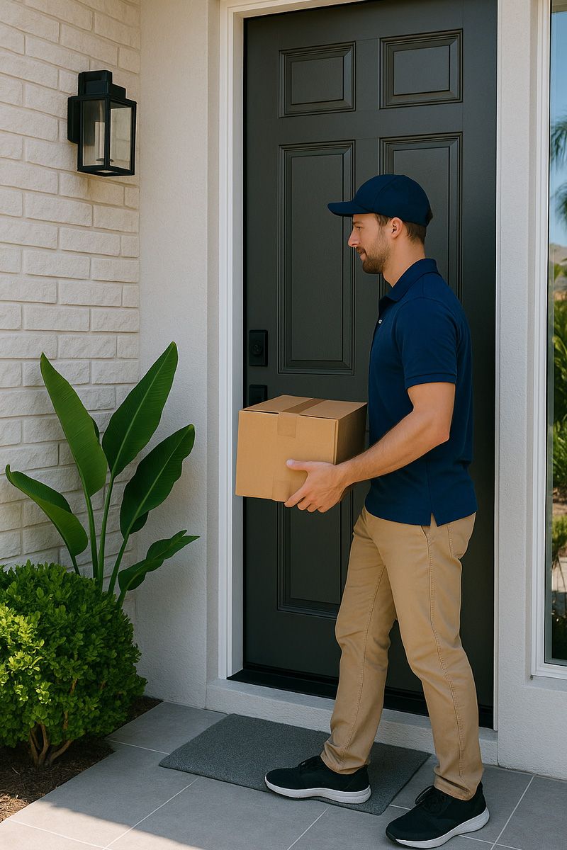 Parcel being delivered