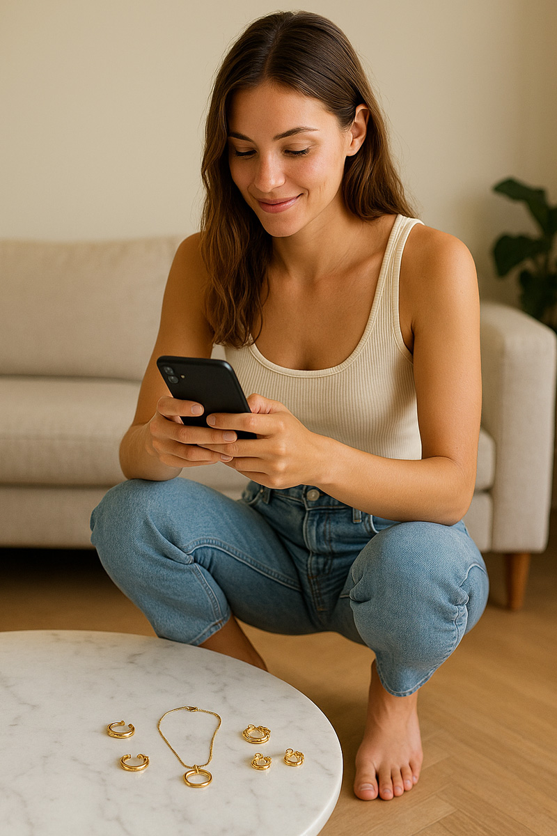 Person photographing valuables at home for insurance records