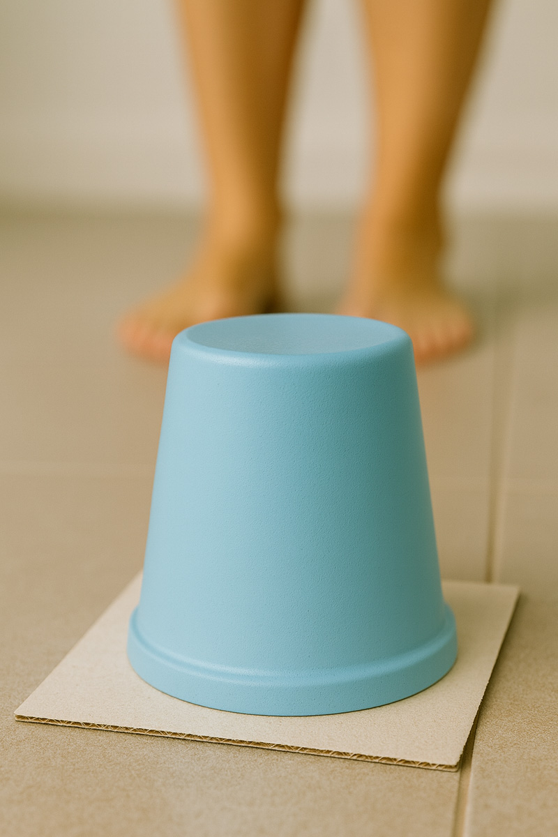 Insect catching plastic cup with cardboard underneath