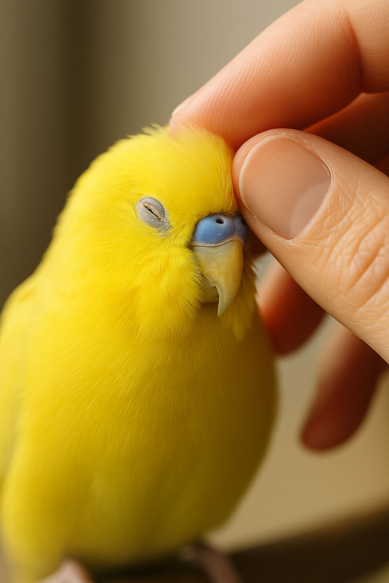 Bird getting a head scratch