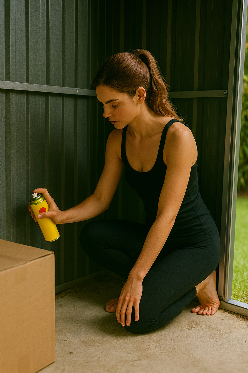 Woman spraying for insects