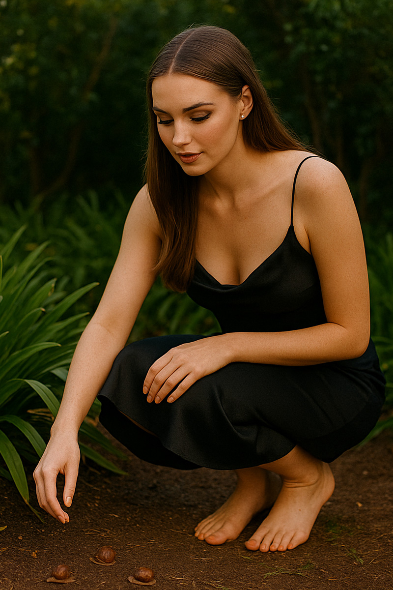 Collecting large insects into a plastic bag outdoors