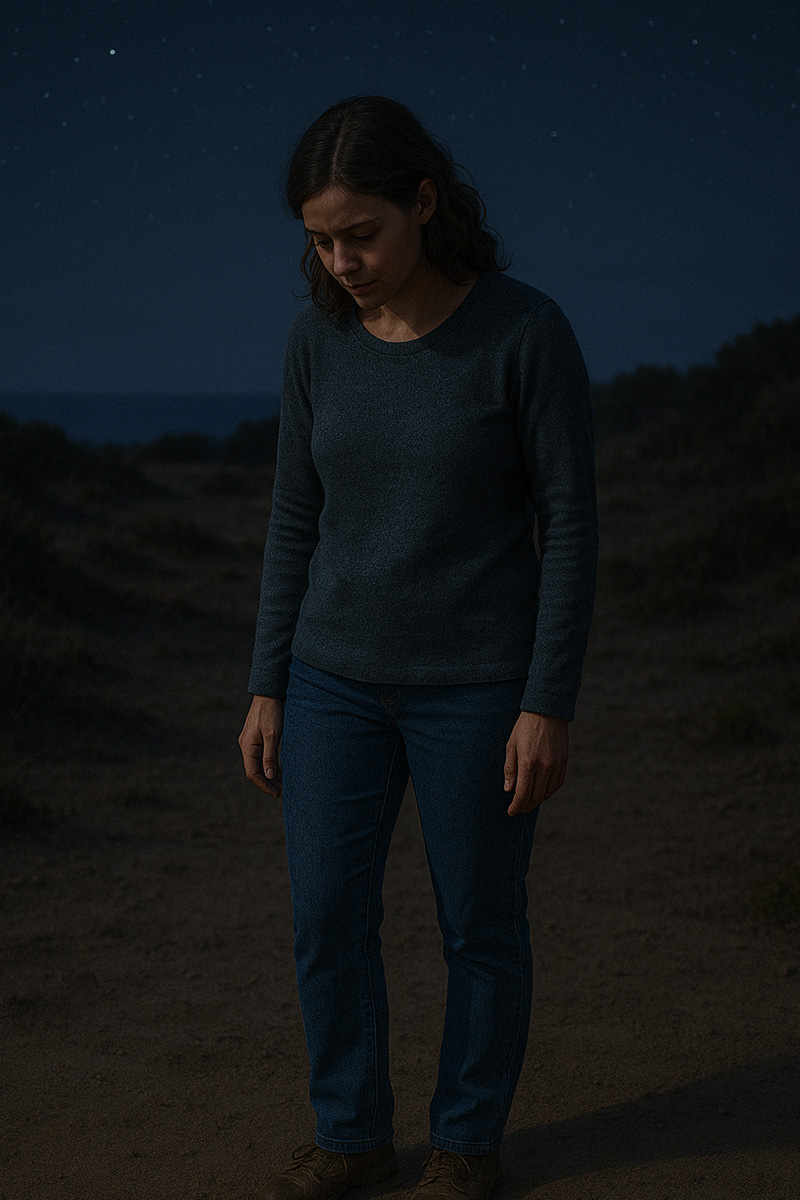 Person at the coast feeling the ground shake during an earthquake