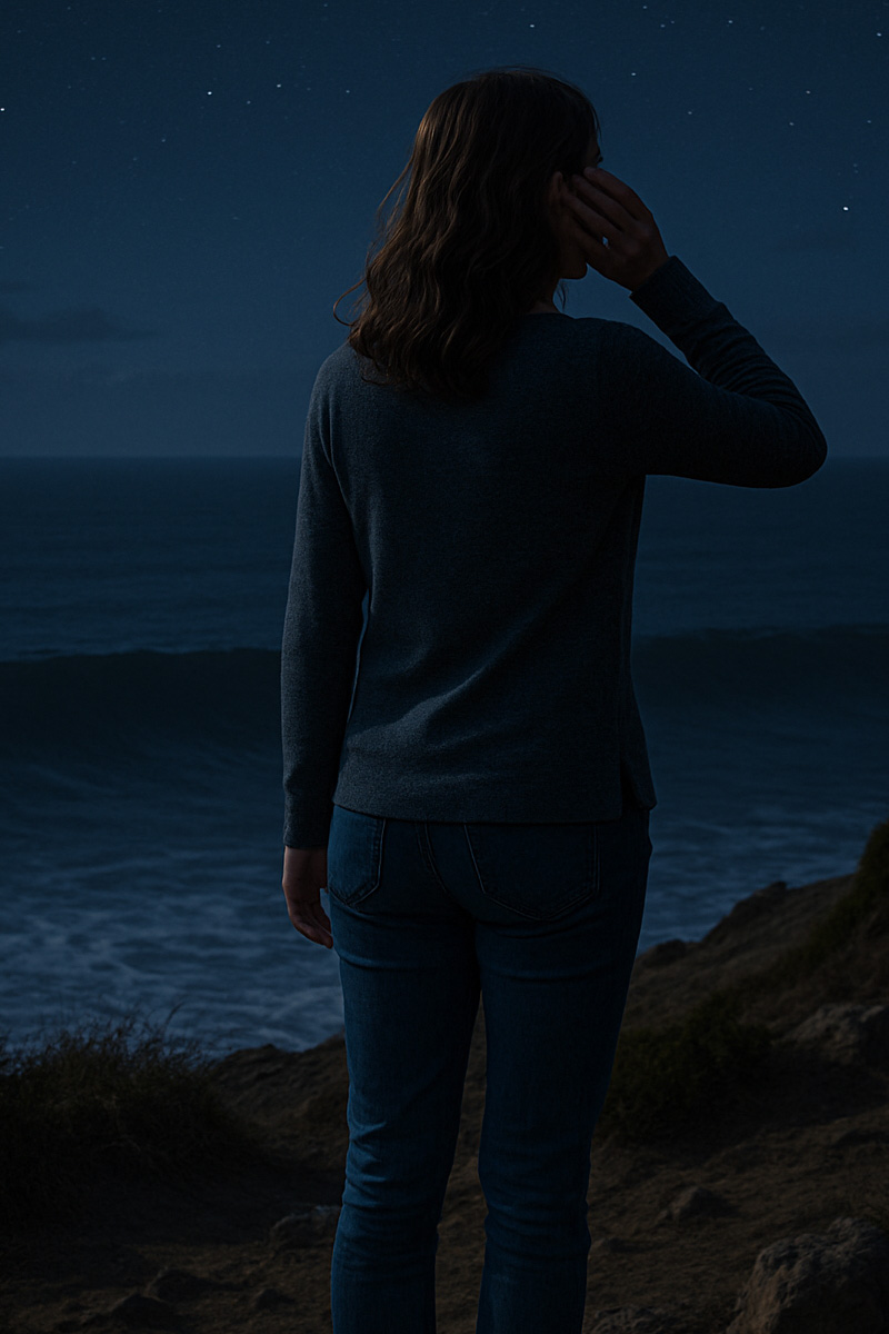 Person at the coast hearing a loud roaring sound from the ocean
