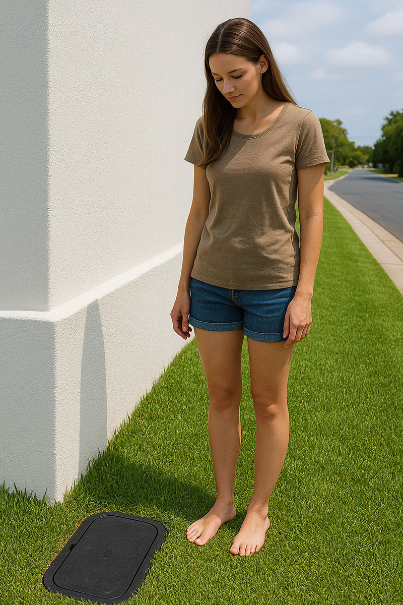 Woman checking the water supply location
