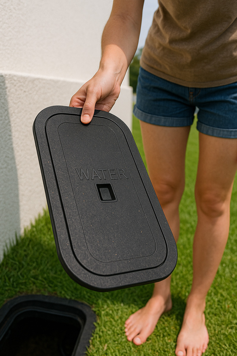 Woman lifting the water supply lid