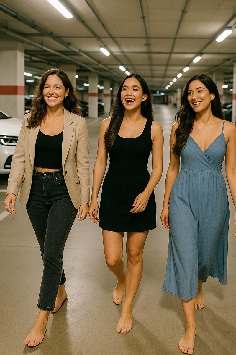 Group of friends walking from their car